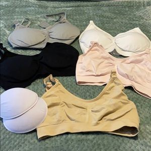 Five nursing bras with removable pads